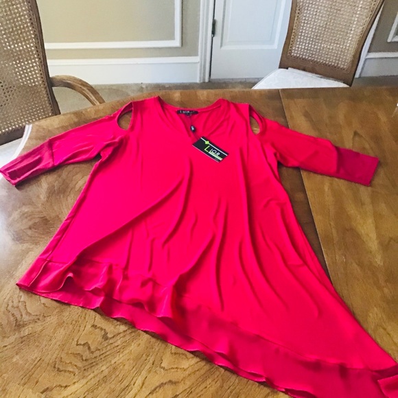 NWT Lior Red Long-sleeve Top with Shoulder Cut Out - Picture 2 of 9